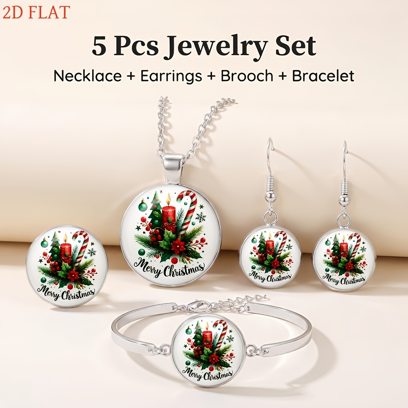 5pc Christmas Candle and Candy Cane Themed Women's Set